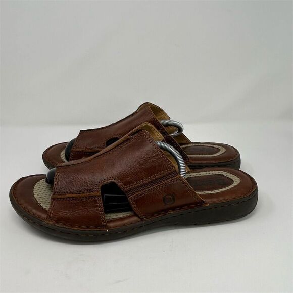 Born Men\'s Brown Leather Slide Sandals Size 13M Casual Summer Comfort Quality main image 7